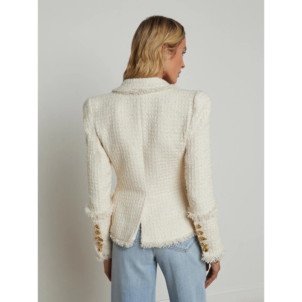 NWT L'Agence Kaisley Tweed Blazer in Vintage White Size 10 - Picture 3 of 16